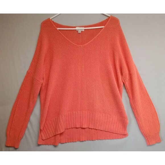 Lucky Brand Sweaters - Lucky Brand Sweater Womens M Pink Coral Loose Fit Waffle Knit Casual Pullover